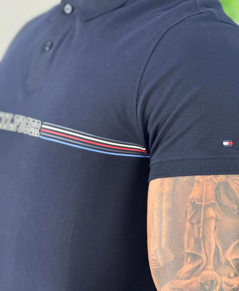 Camisa Polo Azul Marinho Masculina Monotype - Tommy Hilfiger