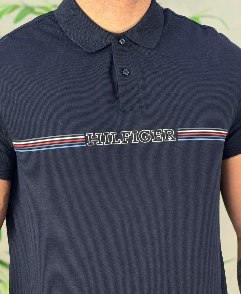Camisa Polo Azul Marinho Masculina Monotype - Tommy Hilfiger