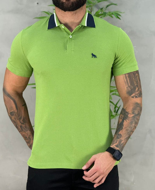 Camisa Polo Verde Hortelã Masculina Gola Color - Acostamento