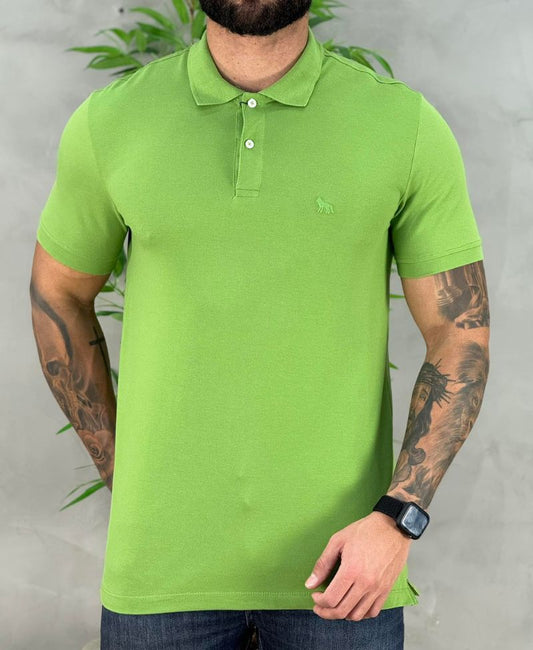 Camisa Polo Verde Hortelã Masculina Logo Wolf - Acostamento