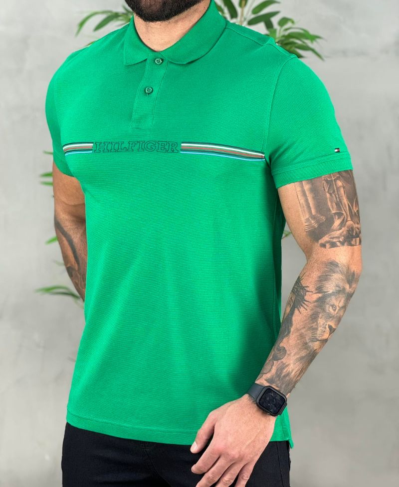 Camisa Polo Verde Masculina Monotype - Tommy Hilfiger