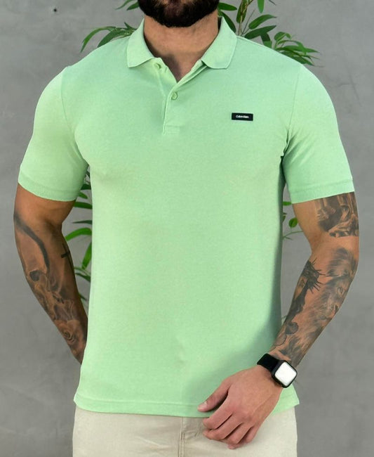 Camisa Polo Verde Menta Masculina Slim Piquet - Calvin Klein