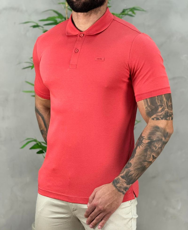 Camisa Polo Vermelha Masculina Smooth - Calvin Klein