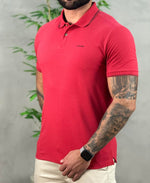 Camisa Polo Vermelho Masculina Slim With trims - Calvin Klein