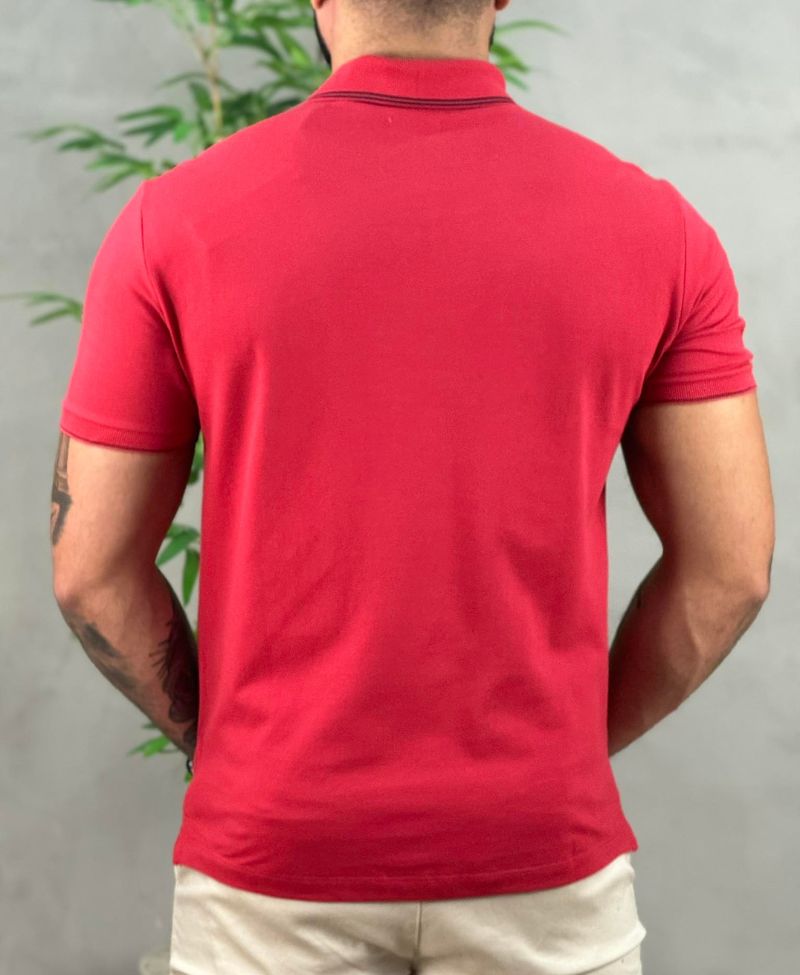 Camisa Polo Vermelho Masculina Slim With trims - Calvin Klein