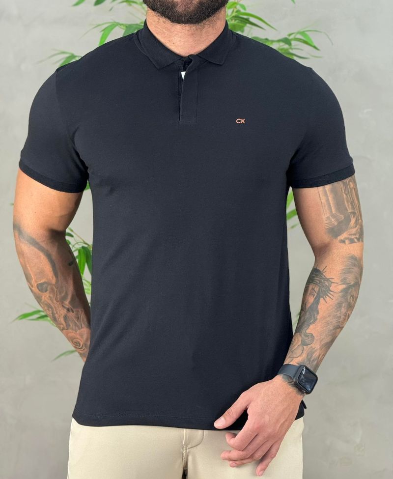 Camisa Polo preta Masculina Liquid - Calvin Klein