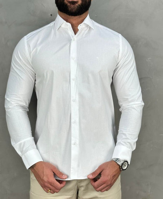 Camisa Social Areia Manga Longa Masculina Slim - Aramis