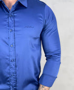 Camisa Social Azul Bic Básica Acetinada - Paladho's Jeans Wear