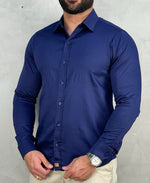 Camisa Social Azul Marinho Básica Acetinada - Paladho's Jeans Wear