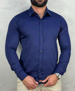 Camisa Social Azul Marinho Básica Acetinada - Paladho's Jeans Wear