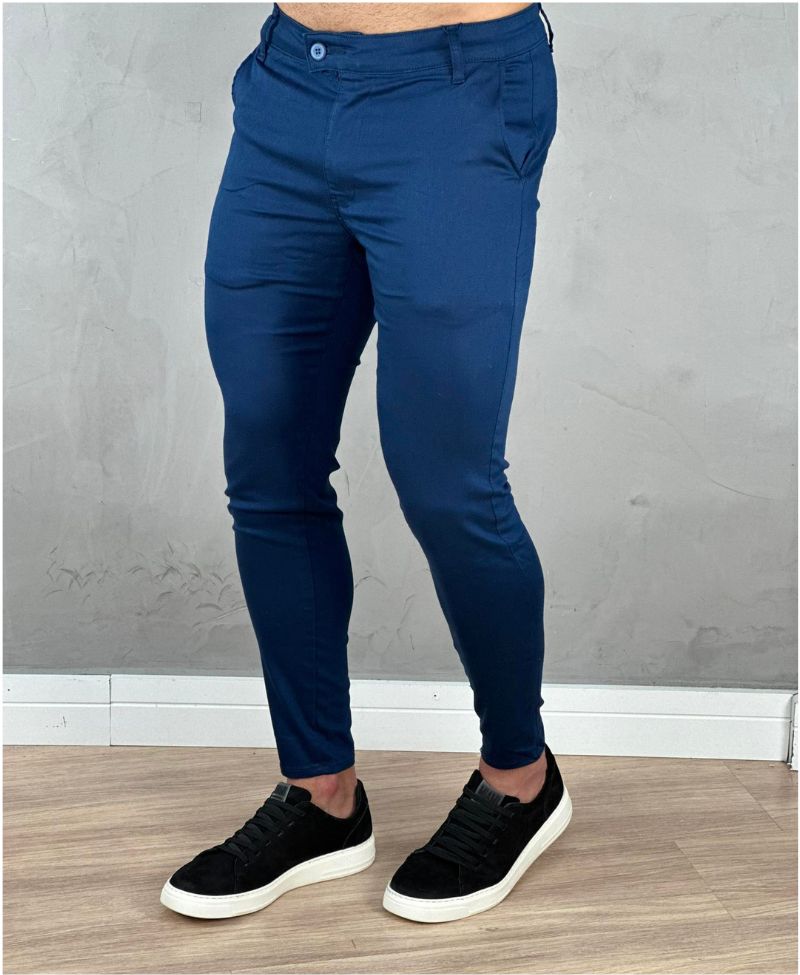 Calça Azul Royal Alfaiataria Masculina Skinny - Truehero