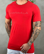 Camiseta Vermelha Masculina Com Strais No Peito - Maravilla