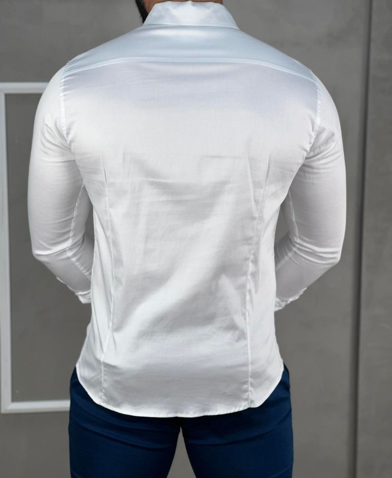 Camisa Social Branca Masculina Slim Básica Acetinada - Paladho's Jeans Wear