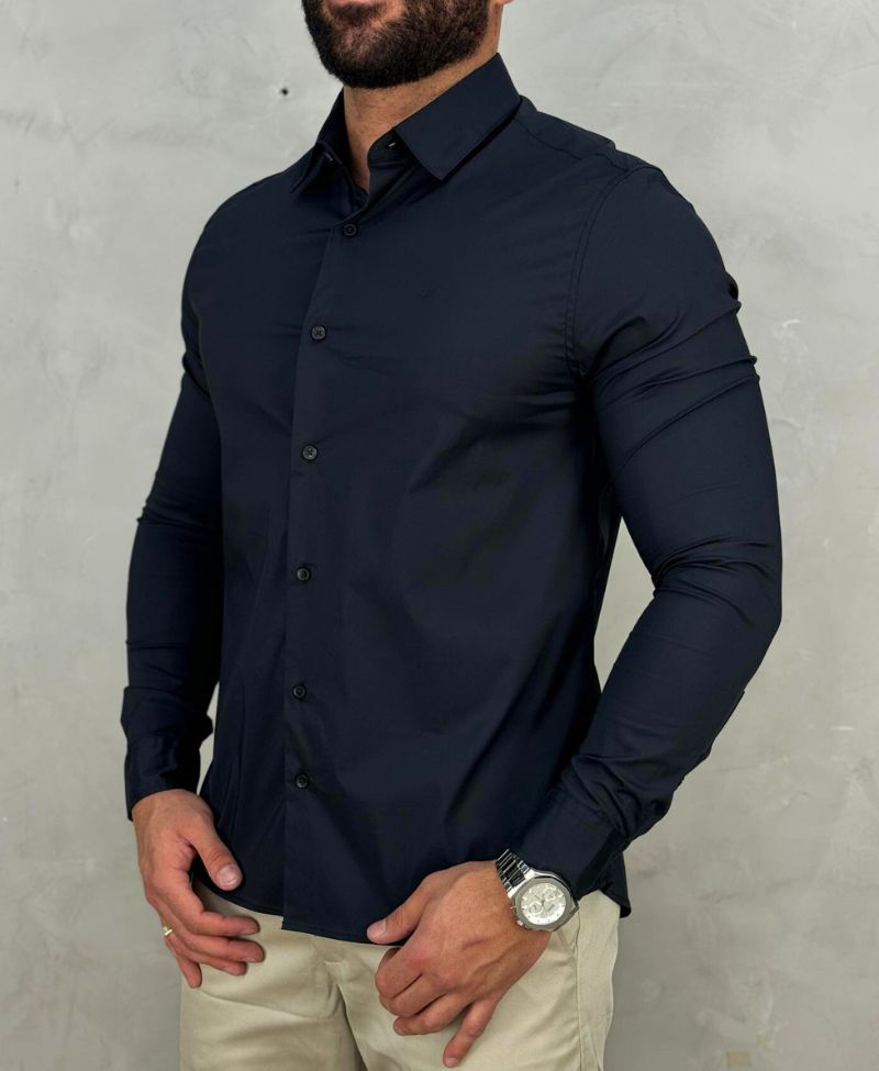 Camisa Social Preto Masculina Slim - Calvin Klein