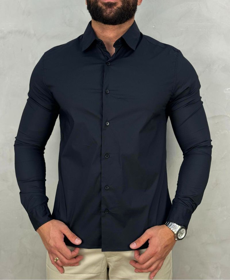 Camisa Social Preto Masculina Slim - Calvin Klein