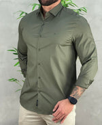 Camisa Social Verde Manga Longa Masculina Slim Stretch - Aramis