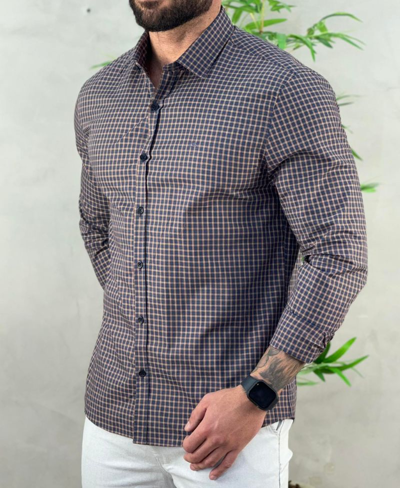 Camisa Xadrez Vermelha Masculina Plaid Slim Fit - Calvin Klein