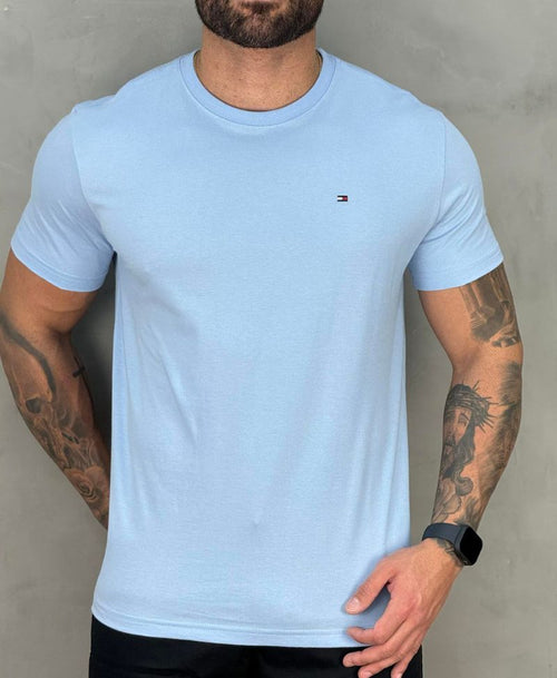Camiseta Azul Bebe Masculina Clássica Cotton - Tommy Hilfiger