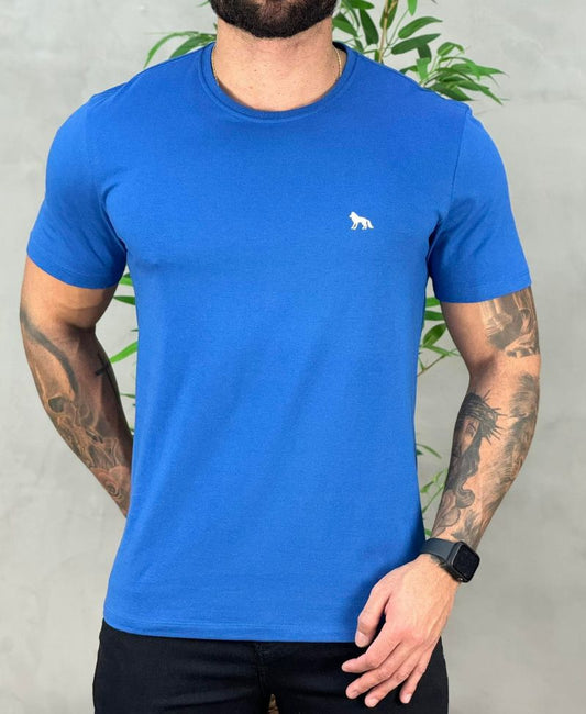 Camiseta Azul Bic Casual Masculina Lobo Costas - Acostamento