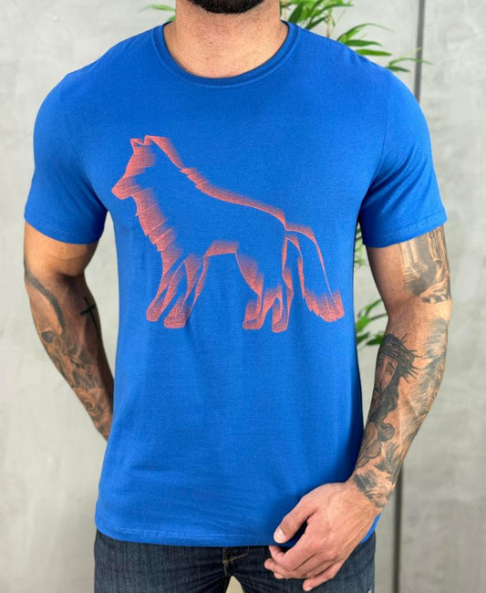 Camiseta Azul Bic Casual Masculina Mc - Acostamento