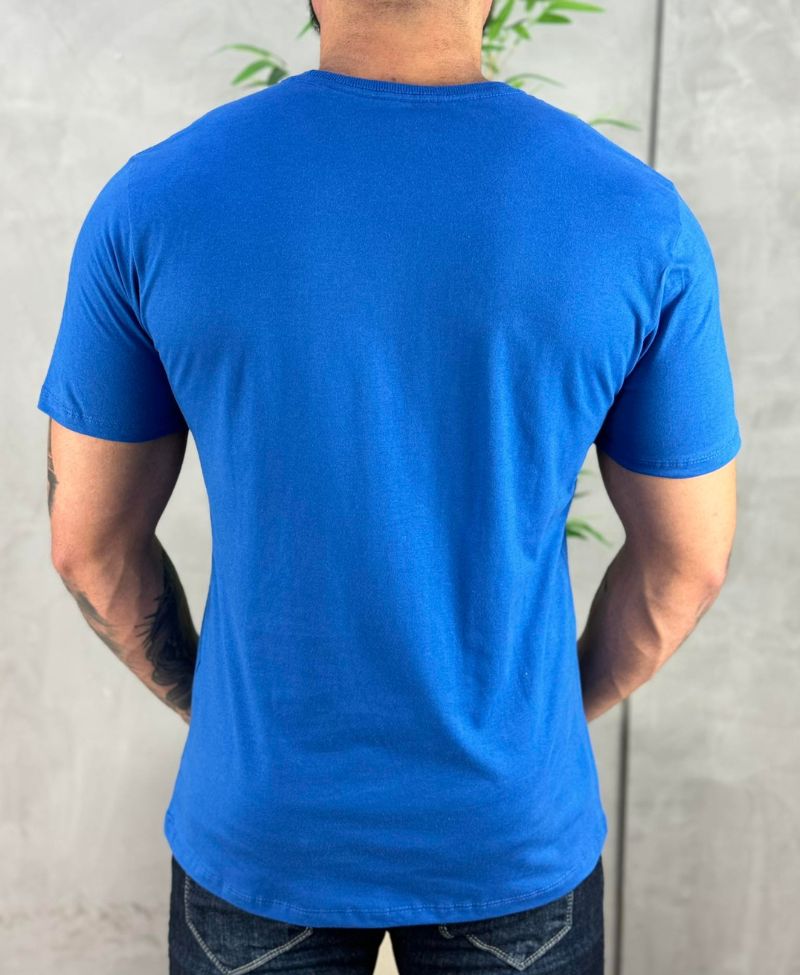 Camiseta Azul Bic Casual Masculina Mc - Acostamento