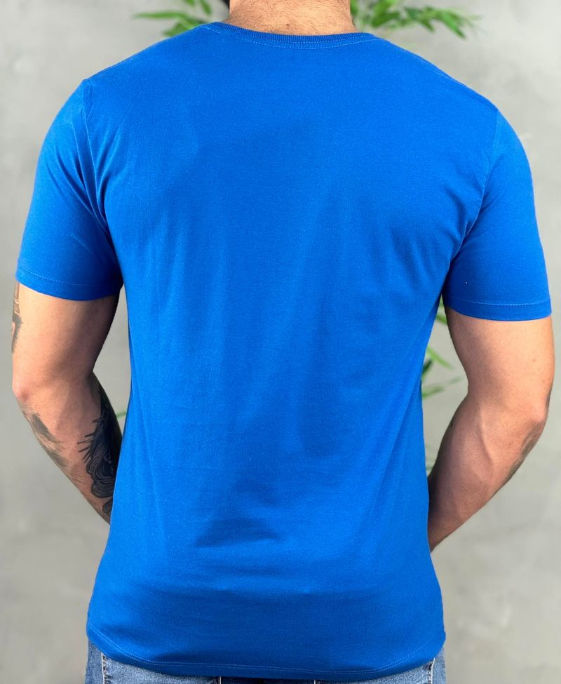 Camiseta Azul Bic Casual Masculina Wolf - Acostamento