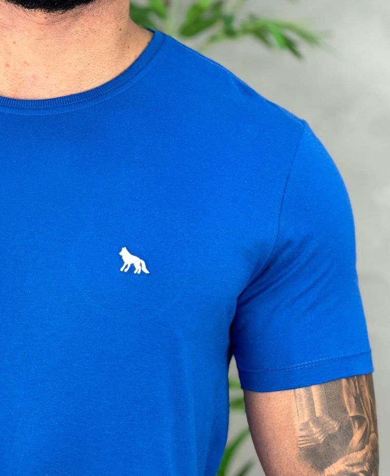 Camiseta Azul Bic Casual Masculina Wolf - Acostamento