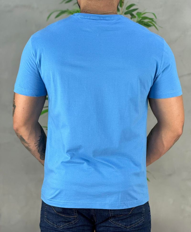 Camiseta Azul Céu Masculina Clássic Cotton - Tommy Hilfiger