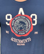 Camiseta Azul Marinho Casual Masculina Brasão Wolf - Acostamento