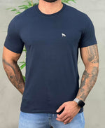 Camiseta Azul Marinho Casual Masculina Lobo Costas - Acostamento