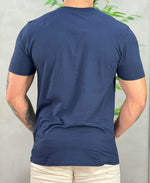 Camiseta Azul Marinho Masculina Elastano Mc - Acostamento