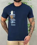 Camiseta Azul Marinho Masculina Flower Print - Aramis