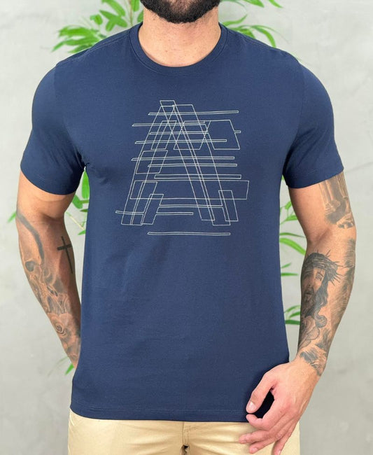 Camiseta Azul Marinho Masculina Lettering - Aramis