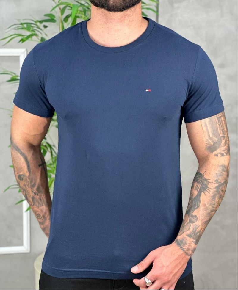 Camiseta Azul Marinho Masculina Logo no Peito - Tommy Hilfiger