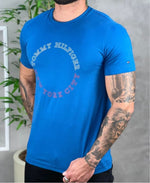 Camiseta Azul Masculina Com Logo Em Circulo No Peito - Tommy Hilfiger
