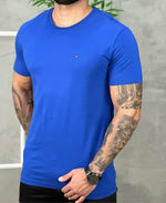 Camiseta Azul Masculina Com Logo No Peito - Tommy Hilfiger
