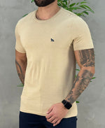 Camiseta Bege Casual Masculina Wolf - Acostamento