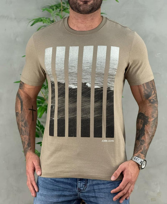 Camiseta Bege Masculina Cut Wave - John John