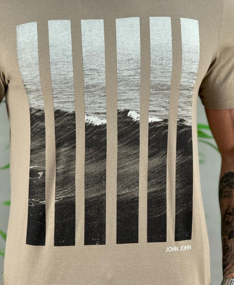 Camiseta Bege Masculina Cut Wave - John John