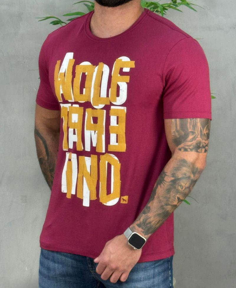 Camiseta Bordo Casual Masculina Mc - Acostamento