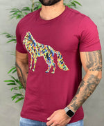 Camiseta Bordo Casual Masculina Wolf Ludic - Acostamento