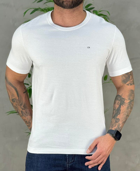 Camiseta Branca Masculina Básica Meia Malha - Calvin Klein