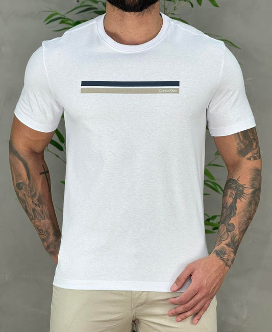 Camiseta Branca Masculina Duble Line - Calvin Klein