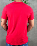 Camiseta Vermelho Masculina Manga Curta Longline Com Relevo No Peito - Impose Trends
