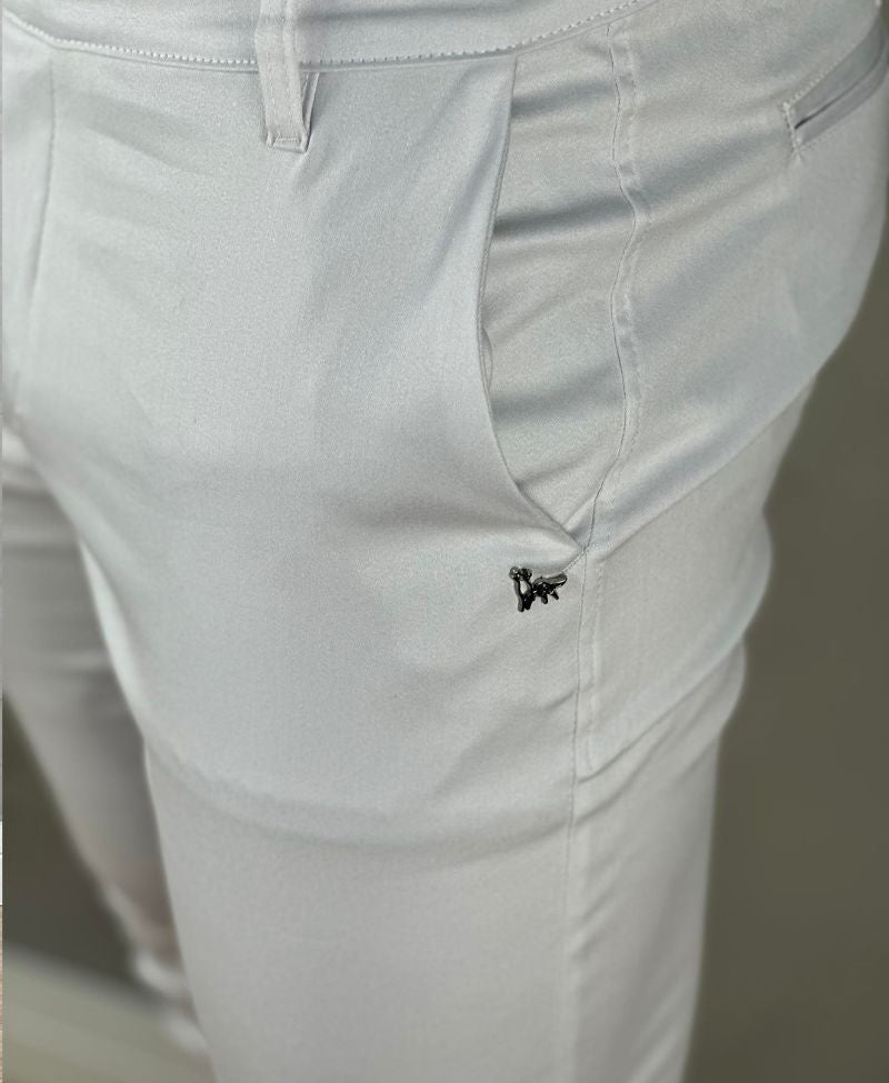 Calça Alfaiataria Branca Masculina Acetinada Skinny - Per Pochi