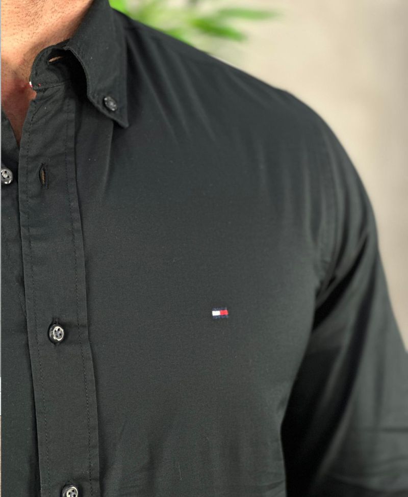 Camisa Social Preta Masculina Regular Fit- Tommy Hilfiger