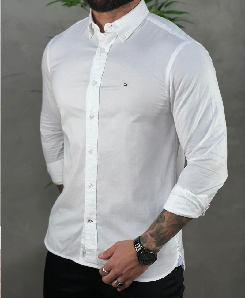 Camisa Social Branca  Masculina Regula Fit - Tommy Hilfiger
