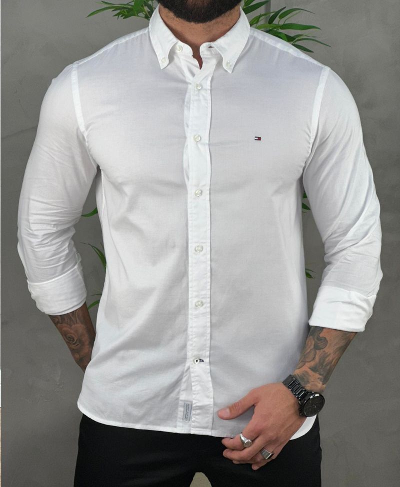 Camisa Social Branca  Masculina Regula Fit - Tommy Hilfiger