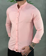 Camisa Social Rosa Claro Gola Padre Com Logo No Peito - Paladho's Jeans Wear