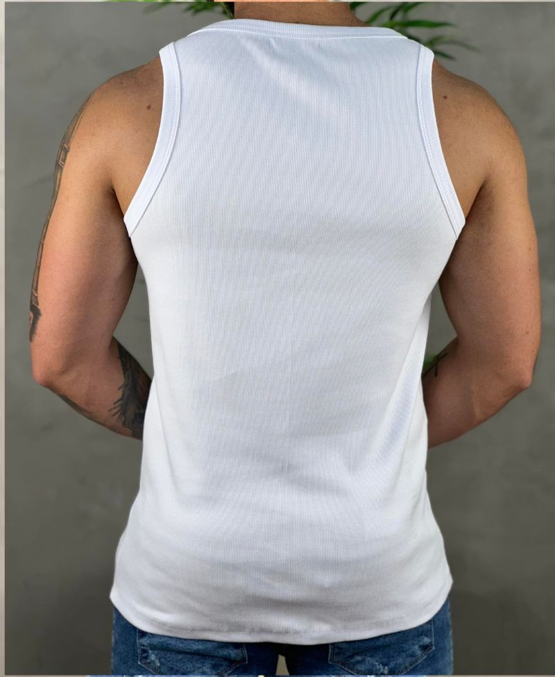 Regata Branca Masculina Com Logo Da Marca No Peito - Impose Trends